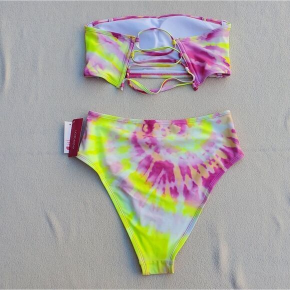 Xhilaration tube top and high waist cheeky bottoms tie dye bikini - Picture 10 of 10